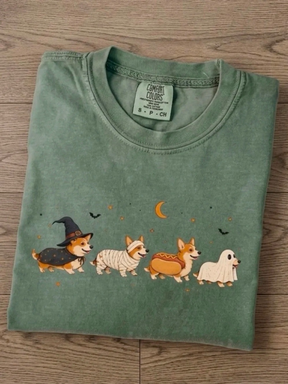 Spooky Season Corgi Dog Mom Moss Comfort Colors Graphic Tee